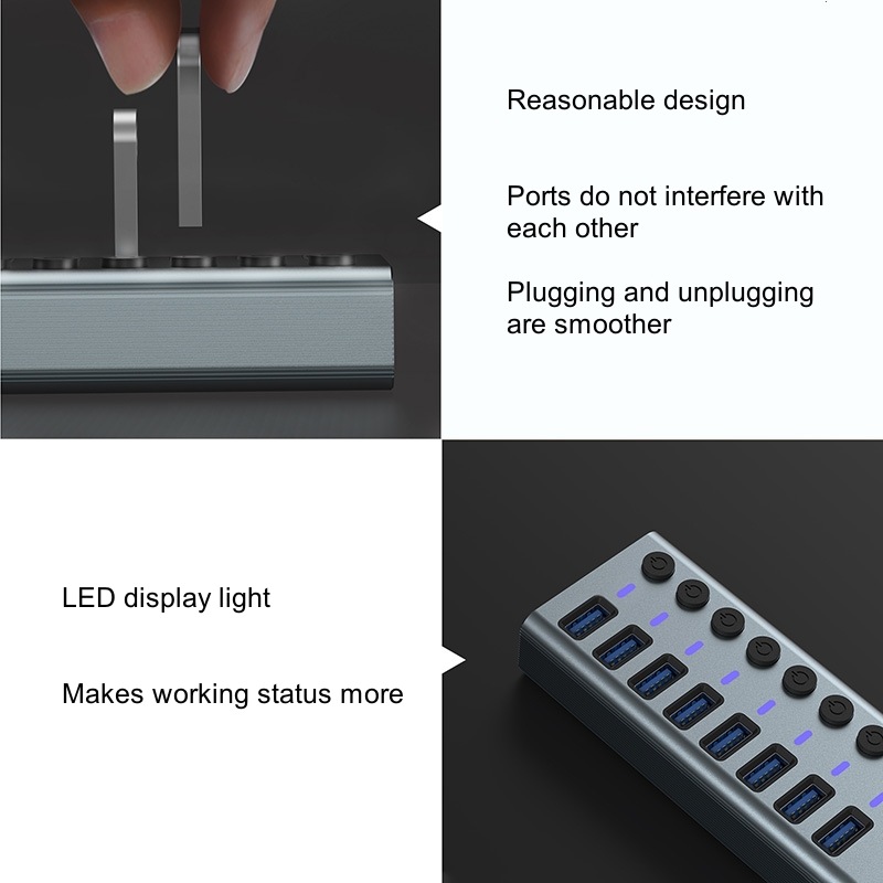 Hub USB 3.0 con 10 porte, espa - Usb Hub recensione e prezzo